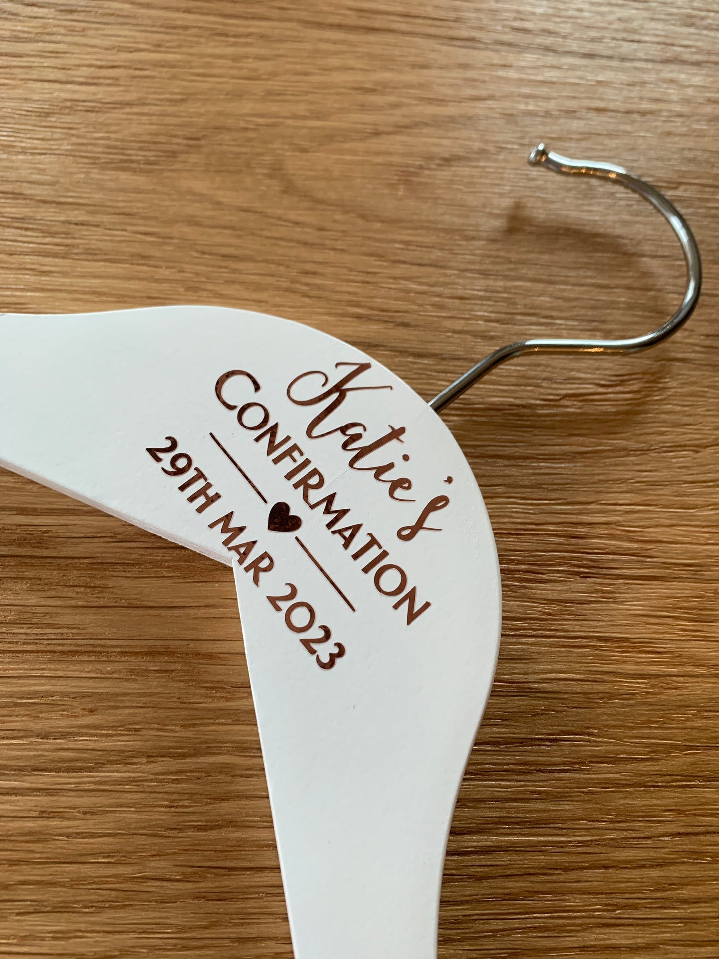 Confirmation Hanger - White