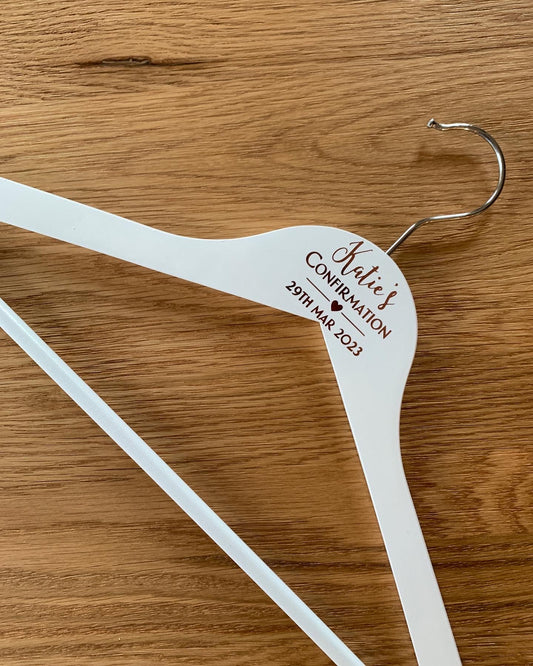 Confirmation Hanger - White