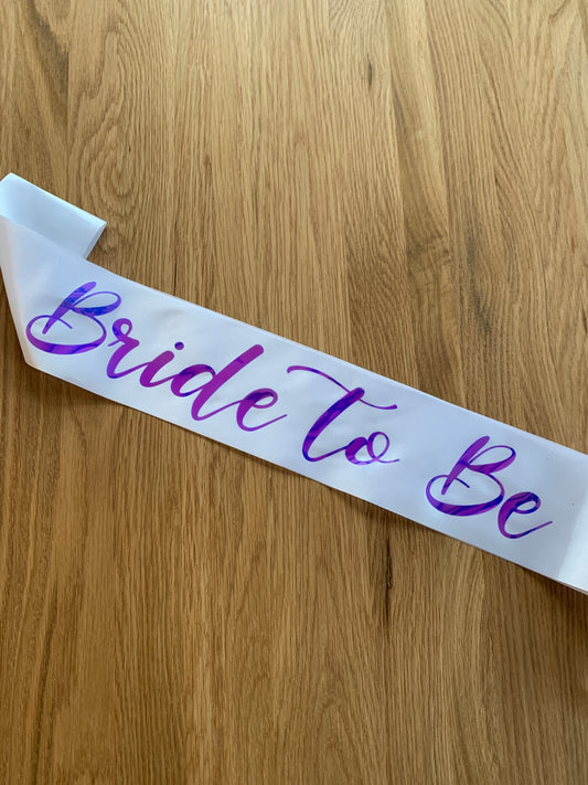 Bride to Be Sash - White